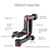 YELANGU  A201 360 Degree Horizontal Gimbal Tripod Head for DV and SLR Cameras (Black)