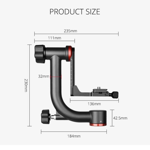 YELANGU  A201 360 Degree Horizontal Gimbal Tripod Head for DV and SLR Cameras (Black)