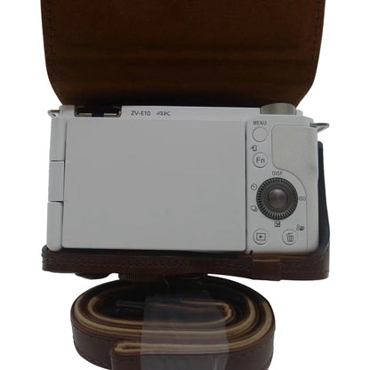 Full Body Camera PU Leather Case Bag for Sony ZV-E10(Coffee) - free shipping - PMC Jewellery - Order now!
