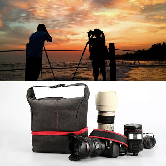 HU107513 Portable Water-resistant Scratch-proof Abrasive Material Outdoor Sports Sling Shoulder Bag Handbag DSLR Camera Bag Phone Bag with Adjustable Detachable Shoulder Strap for GoPro, SJCAM, Nikon, Cano ...  Samsung, Huawei, Size: 25.5 x 20.5 x 29 cm(Green)