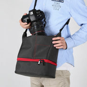 HU107513 Portable Water-resistant Scratch-proof Abrasive Material Outdoor Sports Sling Shoulder Bag Handbag DSLR Camera Bag Phone Bag with Adjustable Detachable Shoulder Strap for GoPro, SJCAM, Nikon, Cano ... e, Samsung, Huawei, Size: 25.5 x 20.5 x 29 cm(Red)