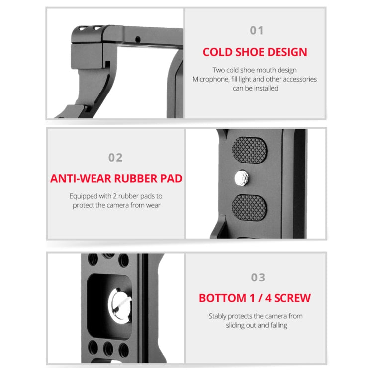 YELANGU C24 Video Camera Cage Stabilizer Kit with Handle for Sony Alpha 7C / A7C / ILCE-7C (Black) - free shipping - PMC TechLife - Order now!