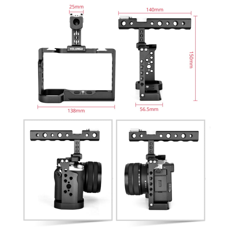 YELANGU C24 Video Camera Cage Stabilizer Kit with Handle for Sony Alpha 7C / A7C / ILCE-7C (Black) - free shipping - PMC TechLife - Order now!