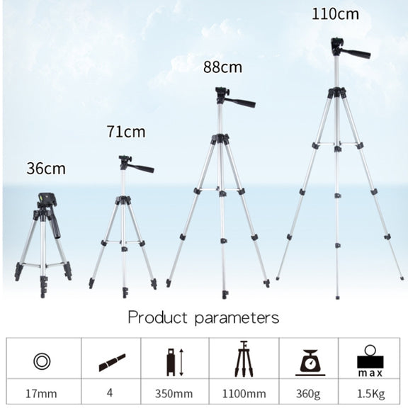 Live Broadcast Tripod 4-Section Folding Legs Aluminum Alloy Tripod Mount with U-Shape Three-Dimensional Tripod Head for DSLR & Digital Camera, Adjustable Height: 35-106cm