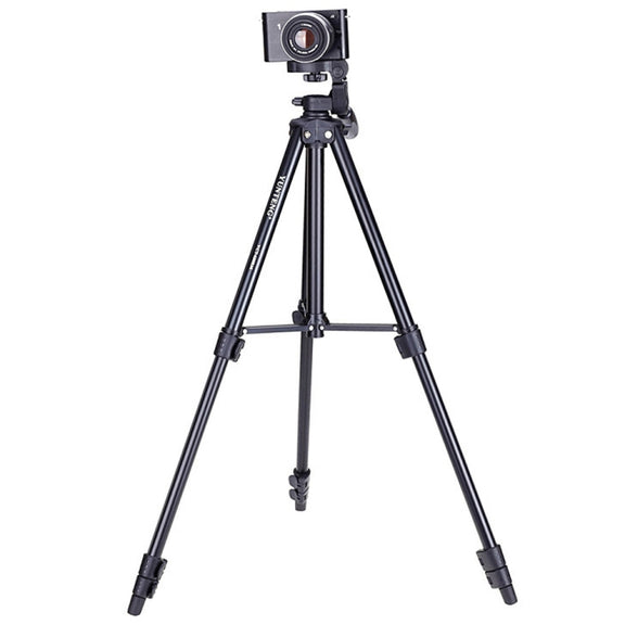 YUNTENG VCT-680RM 4-Section Folding Legs Aluminum Alloy Tripod Mount with Three-Dimensional Tripod Head for DSLR & Digital Camera, Adjustable Height: 46-138cm (Black)