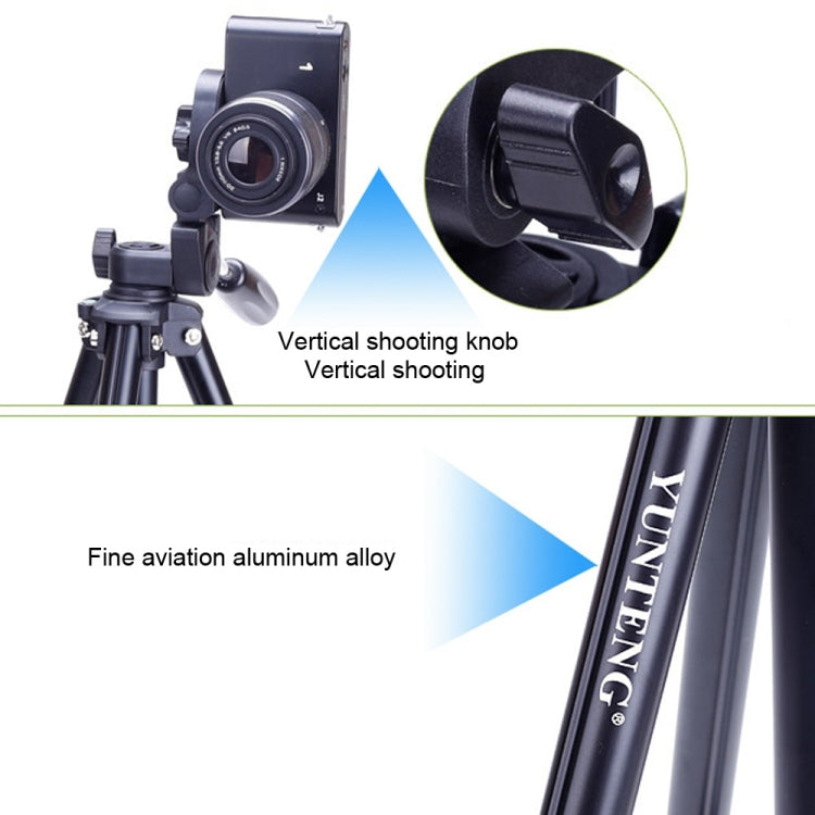 YUNTENG VCT-680RM 4-Section Folding Legs Aluminum Alloy Tripod Mount with Three-Dimensional Tripod Head for DSLR & Digital Camera, Adjustable Height: 46-138cm (Black)