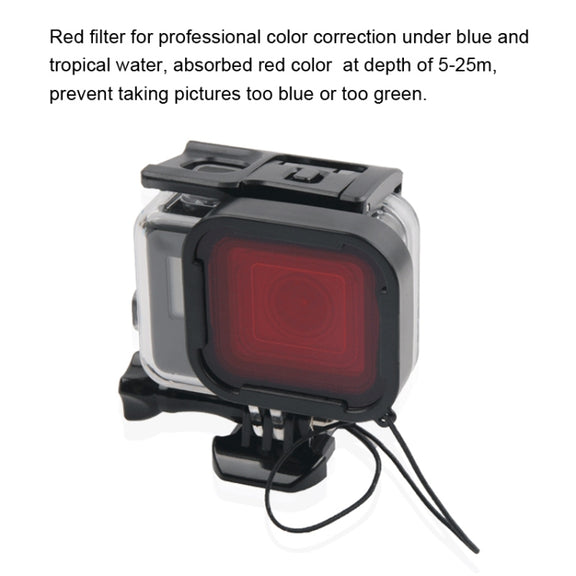45m Water-resistant Housing Protective Case + Touch Screen Back Cover for GoPro NEW HERO /HERO6 /5, with Buckle Basic Mount & Screw & (Purple, Red, Pink) Filters, No Need to Remove Lens (Transparent)