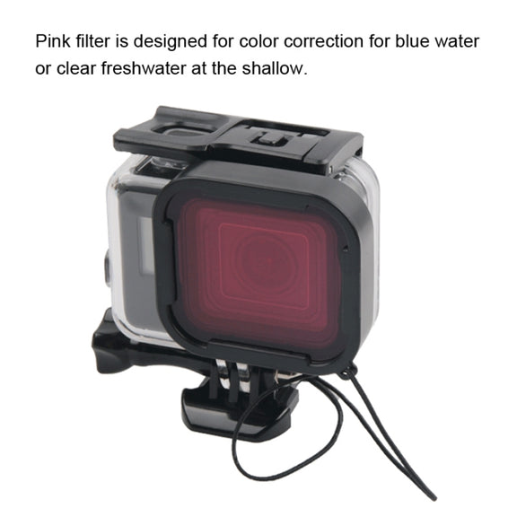 45m Water-resistant Housing Protective Case + Touch Screen Back Cover for GoPro NEW HERO /HERO6 /5, with Buckle Basic Mount & Screw & (Purple, Red, Pink) Filters, No Need to Remove Lens (Transparent)