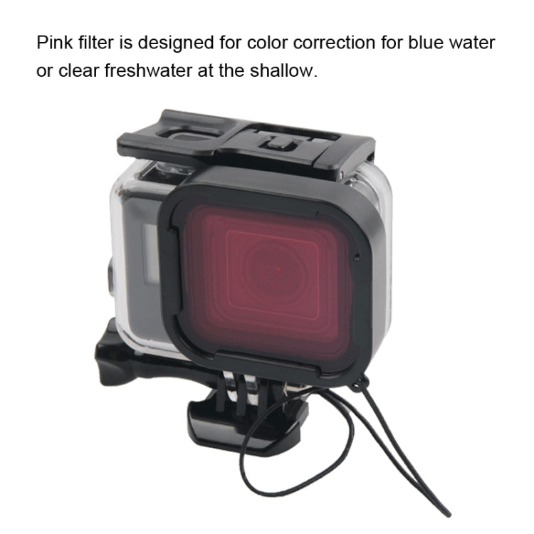 45m Water-resistant Housing Protective Case + Touch Screen Back Cover for GoPro NEW HERO /HERO6 /5, with Buckle Basic Mount & Screw & (Purple, Red, Pink) Filters, No Need to Remove Lens (Transparent)