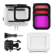 45m Water-resistant Housing Protective Case + Touch Screen Back Cover for GoPro NEW HERO /HERO6 /5, with Buckle Basic Mount & Screw & (Purple, Red, Pink) Filters, No Need to Remove Lens (Transparent)