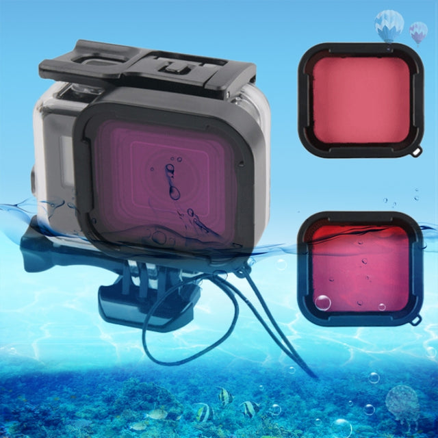 45m Water-resistant Housing Protective Case + Touch Screen Back Cover for GoPro NEW HERO /HERO6 /5, with Buckle Basic Mount & Screw & (Purple, Red, Pink) Filters, No Need to Remove Lens (Transparent)