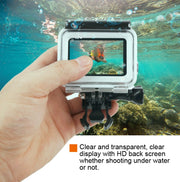 45m Water-resistant Housing Protective Case + Touch Screen Back Cover for GoPro NEW HERO /HERO6 /5, with Buckle Basic Mount & Screw & (Purple, Red, Pink) Filters, No Need to Remove Lens (Transparent)