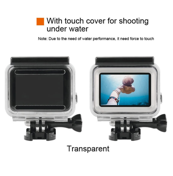 45m Water-resistant Housing Protective Case + Touch Screen Back Cover for GoPro NEW HERO /HERO6 /5, with Buckle Basic Mount & Screw & (Purple, Red, Pink) Filters, No Need to Remove Lens (Transparent)
