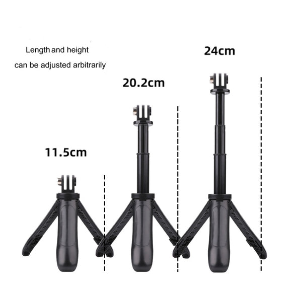 Multi-functional Foldable Tripod Holder Selfie Monopod Stick for GoPro Hero12 Black / Hero11 /10 /9 /8 /7 /6 /5, Insta360 Ace / Ace Pro, DJI Osmo Action 4 and Other Action Cameras, Length: 12-23cm (Grey)