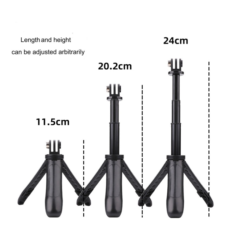 Multi-functional Foldable Tripod Holder Selfie Monopod Stick for GoPro Hero12 Black / Hero11 /10 /9 /8 /7 /6 /5, Insta360 Ace / Ace Pro, DJI Osmo Action 4 and Other Action Cameras, Length: 12-23cm (Grey)