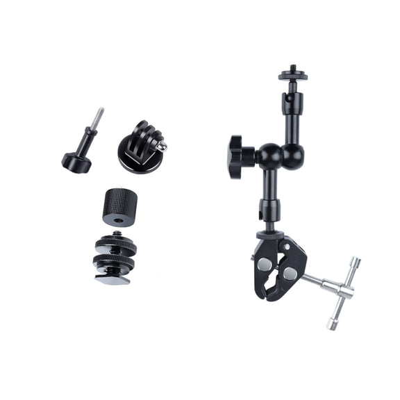 7 inch Adjustable Friction Articulating Magic Arm + Large Claws Clips (Black)