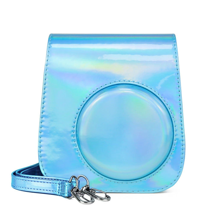 Aurora Color Leather Case Full Body Camera Bag with Shoulder Strap for FUJIFILM Instax mini 11(Blue) - Leather Bag by PMC TechLife | Online Shopping South Africa | PMC TechLife | Buy Now Pay Later Mobicred