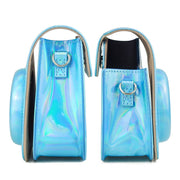 Aurora Color Leather Case Full Body Camera Bag with Shoulder Strap for FUJIFILM Instax mini 11(Blue)