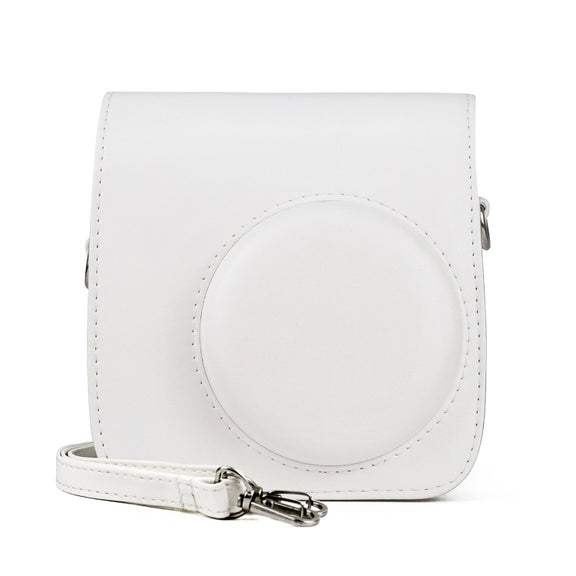 Retro Full Body PU Leather Case Camera  Bag with Strap for FUJIFILM instax mini 7+ (White)