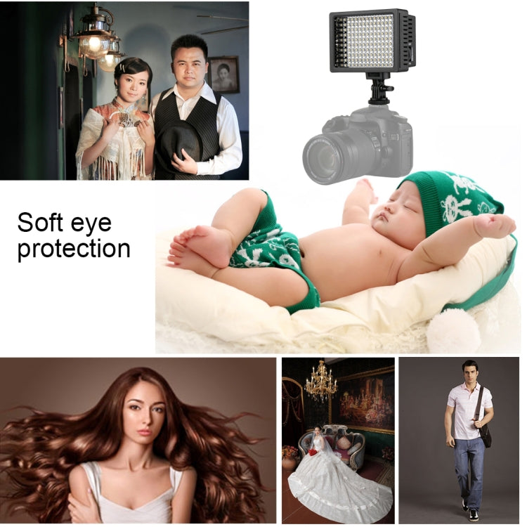 HD-160 White Light LED Video Light on-Camera Photography Lighting Fill Light for Canon, Nikon, DSLR Camera with 3 Filter Plates