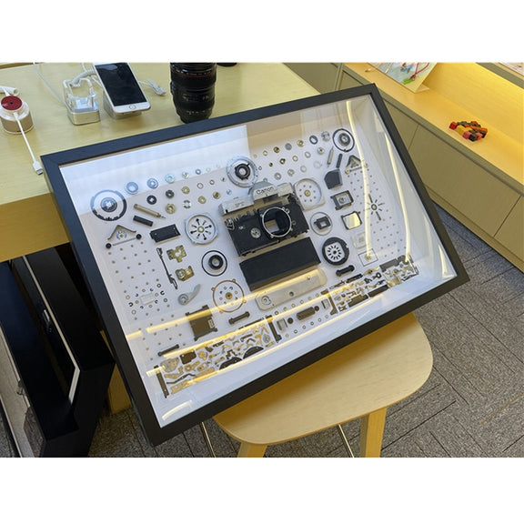Non-Working Display 3D Mechanical Film Camera Square Photo Frame Mounting Disassemble Specimen Frame, Model: Style 1, Random Camera Model Delivery