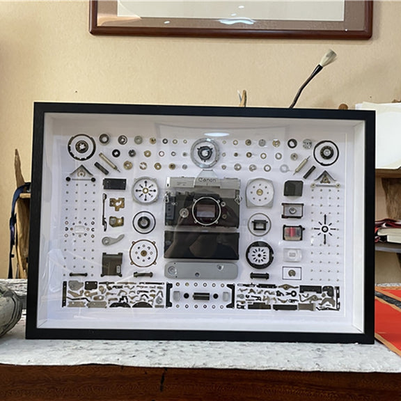 Non-Working Display 3D Mechanical Film Camera Square Photo Frame Mounting Disassemble Specimen Frame, Model: Style 5, Random Camera Model Delivery