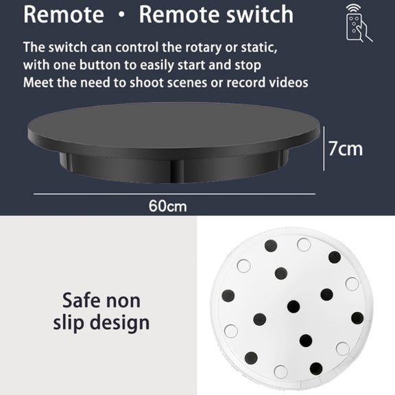 60cm Electric Rotating Display Stand Props Turntable, Load: 100kg, Plug-in Power, UK Plug(Black)