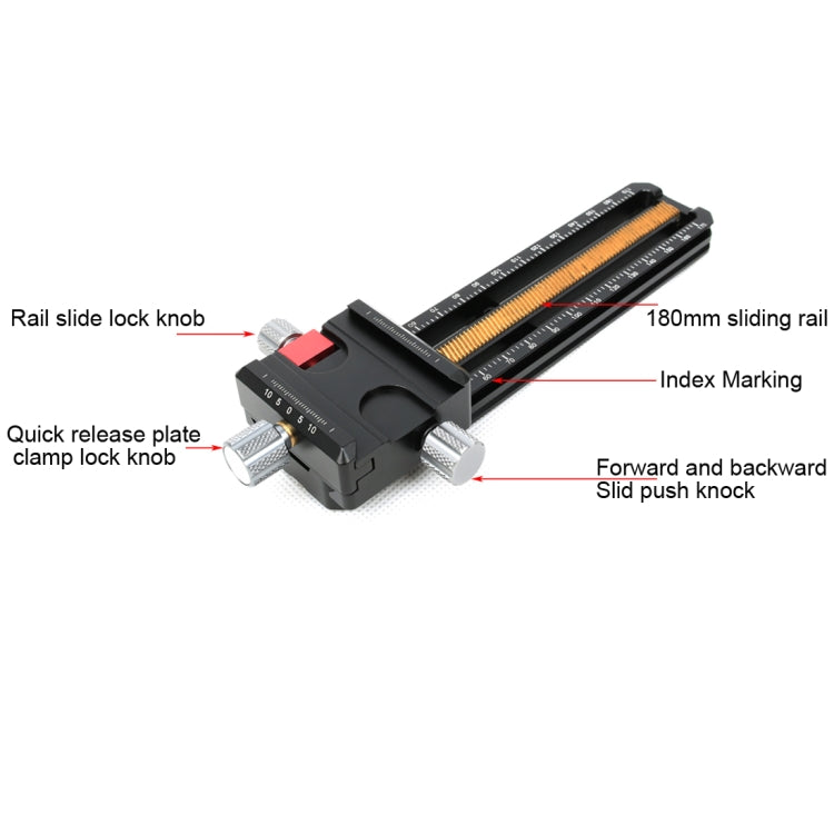 FITTEST 180mm Precision Aluminium 2-way Macro Rail Slider Tripod Head Quick Release Plate Holder