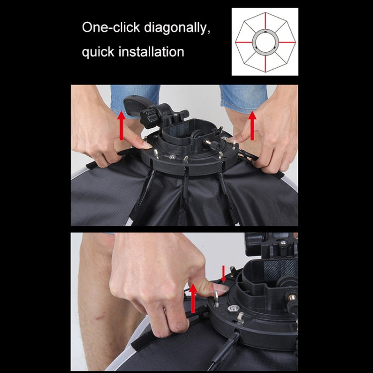 TRIOPO KS2-90 90cm Fast Loading Speedlite Flash Octagon Parabolic Softbox Diffuser (Black) - free shipping - PMC Jewellery - Order now!