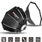 TRIOPO K2-55 55cm Speedlite Flash Octagon Parabolic Softbox Bowens Mount Diffuser(Black)