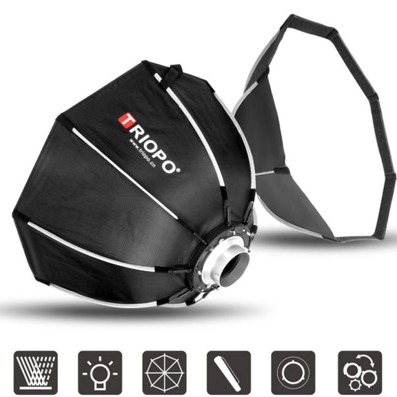 TRIOPO K2-55 55cm Speedlite Flash Octagon Parabolic Softbox Bowens Mount Diffuser(Black)