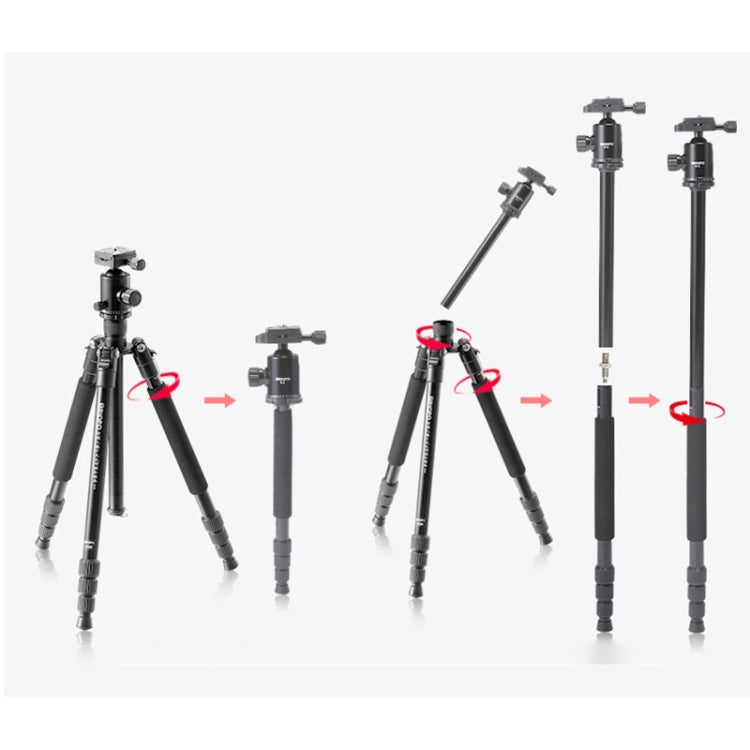 TRIOPO T258 Aluminum Alloy Tripod Monopod with D2 Ball Head (Black) - free shipping - PMC TechLife - Order now!