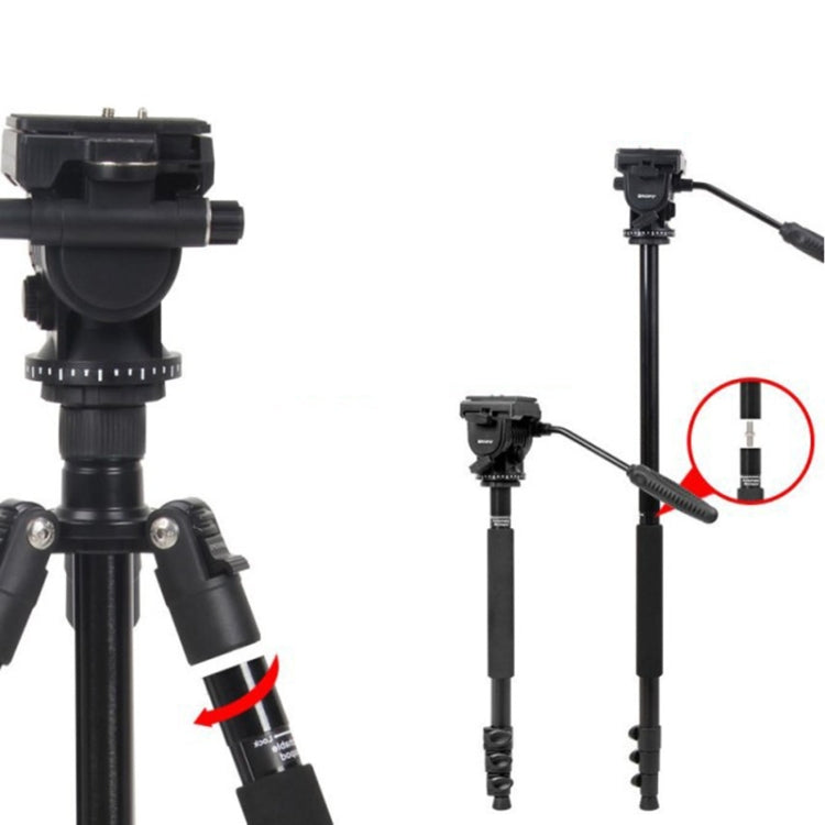 TRIOPO K2808 Aluminum Tripod Mount with HY-350 Heavy Duty Damping Head (Black)