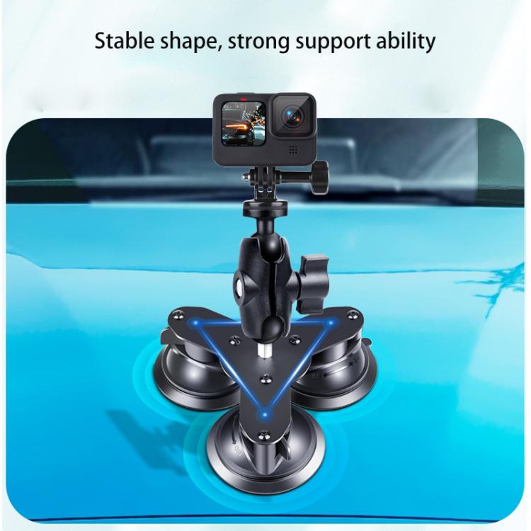 Dual Suction Cup Mount Holder with Tripod Adapter & Screw & Phone Clamp & Anti-lost Silicone Net for for GoPro, Insta360, DJI and Other Action Cameras, Smartphones(Black) - Holder by PMC TechLife | Online Shopping South Africa | PMC TechLife | Buy Now Pay Later Mobicred