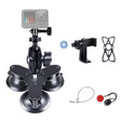 Triangle Suction Cup Mount Holder with Tripod Adapter & Screw & Phone Clamp & Anti-lost Silicone Net for for GoPro, Insta360, DJI and Other Action Cameras, Smartphones(Black) - Holder by PMC TechLife | Online Shopping South Africa | PMC TechLife | Buy Now Pay Later Mobicred