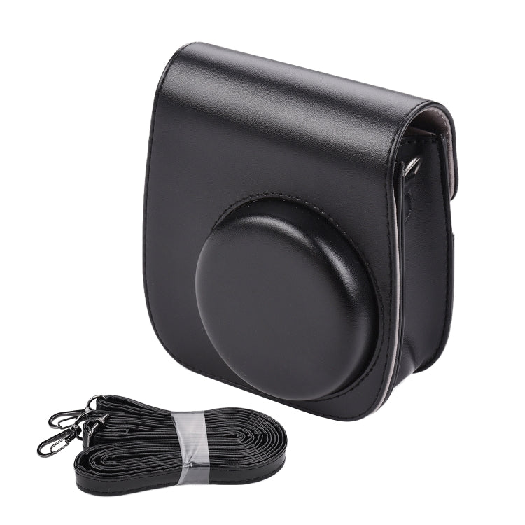 Solid Color Full Body Camera Leather Case Bag with Strap for FUJIFILM Instax mini 11 (Black)