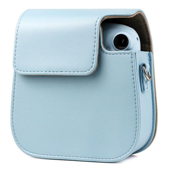 Solid Color Full Body Camera Leather Case Bag with Strap for FUJIFILM Instax mini 11 (Blue)
