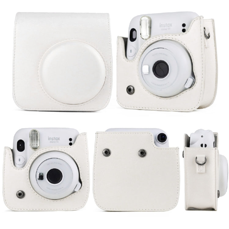 Solid Color Full Body Camera Leather Case Bag with Strap for FUJIFILM Instax mini 11 (Blue)