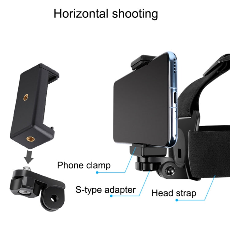 Elastic Mount Belt Adjustable Head Strap with Phone Clamp & Screw & S-type Adapter for GoPro HERO10 Black / HERO9 Black /8 /7 /6 /5, Xiaoyi and Other Action Cameras, Smarphones(Black) - Head Belt by PMC TechLife | Online Shopping South Africa | PMC TechLife | Buy Now Pay Later Mobicred