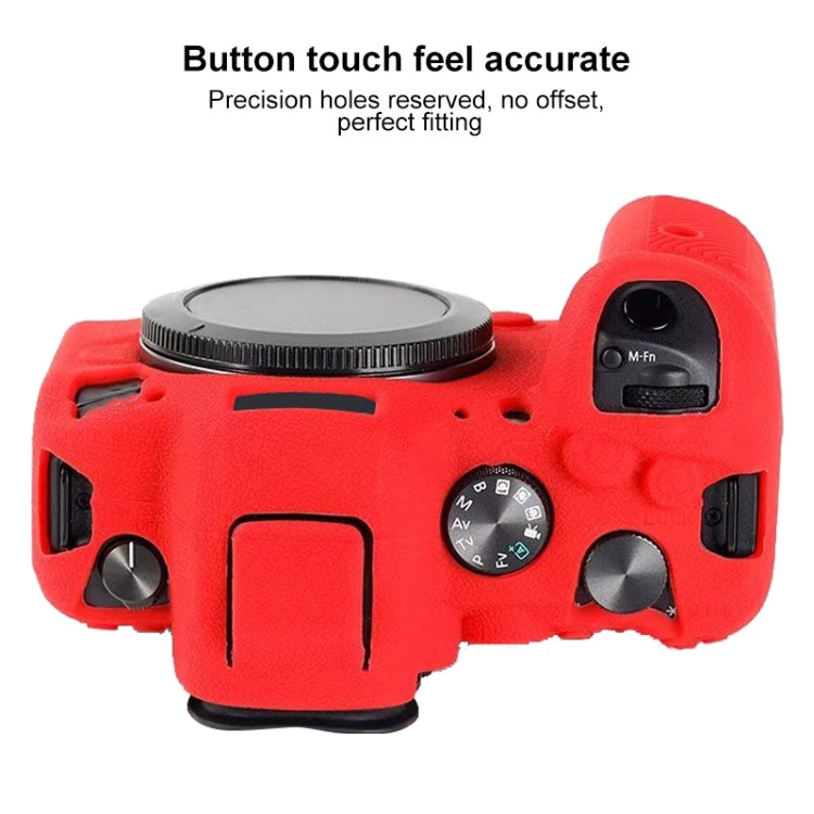 For Canon EOS R6 Litchi Texure Soft Silicone Case(Black)