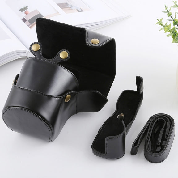 Full Body Camera PU Leather Case Bag with Strap for FUJIFILM X-T3(Black)