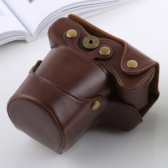 Full Body Camera PU Leather Case Bag with Strap for FUJIFILM X-T3(Coffee)