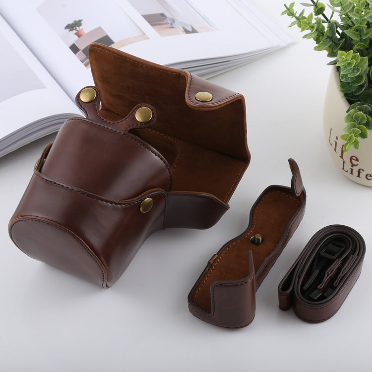 Full Body Camera PU Leather Case Bag with Strap for FUJIFILM X-T3(Coffee)