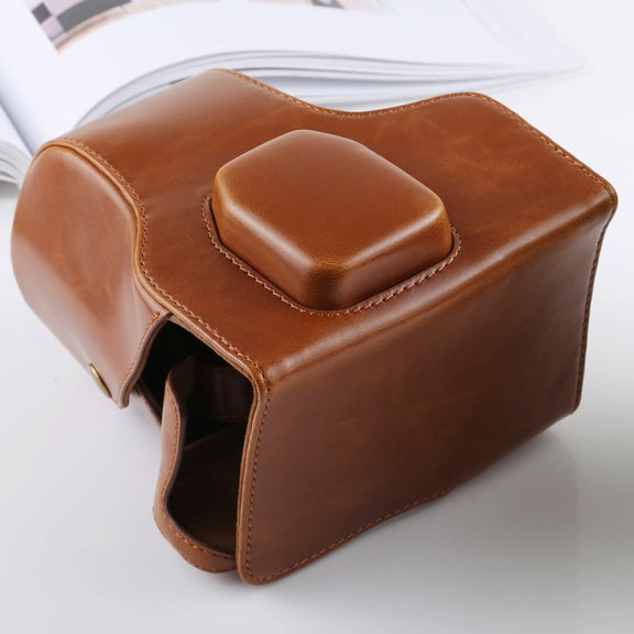 Full Body Camera PU Leather Case Bag with Strap for FUJIFILM X-T3(Brown)