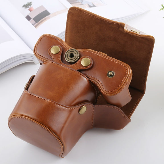Full Body Camera PU Leather Case Bag with Strap for FUJIFILM X-T3(Brown)