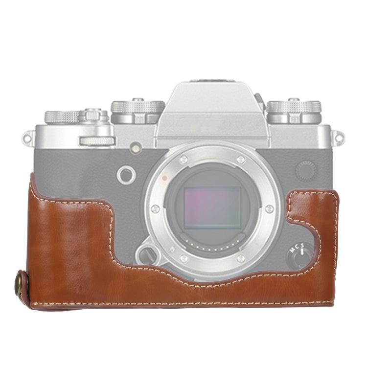 1/4 inch Thread PU Leather Camera Half Case Base for FUJIFILM X-T3/X-T2(Brown) - Half Case by PMC TechLife | Online Shopping South Africa | PMC TechLife | Buy Now Pay Later Mobicred