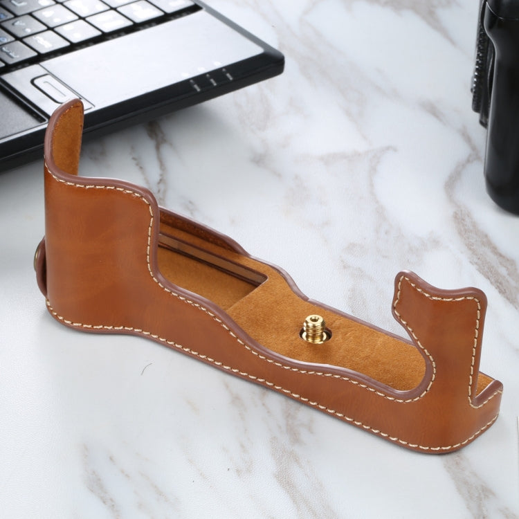 1/4 inch Thread PU Leather Camera Half Case Base for FUJIFILM X-T3/X-T2(Brown) - Half Case by PMC TechLife | Online Shopping South Africa | PMC TechLife | Buy Now Pay Later Mobicred