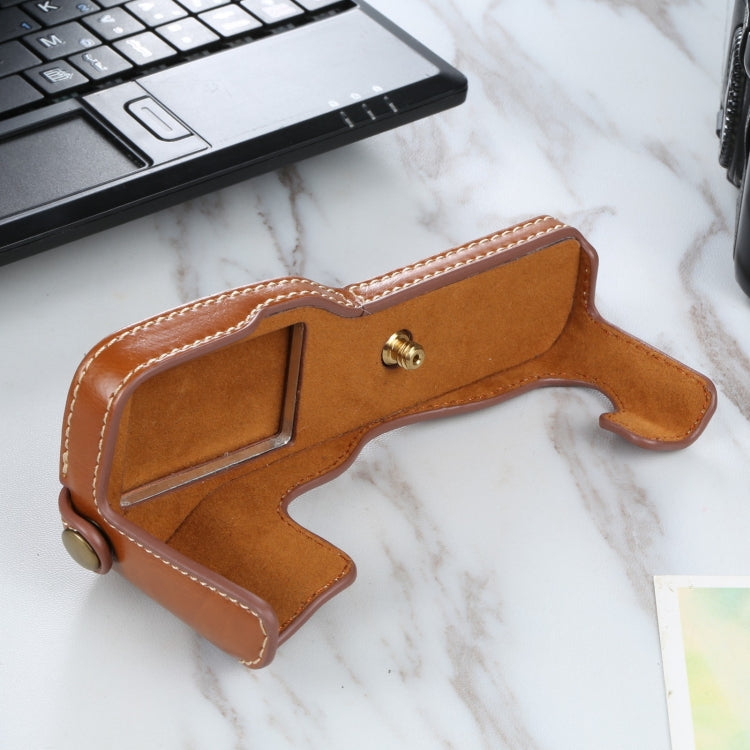 1/4 inch Thread PU Leather Camera Half Case Base for FUJIFILM X-T3/X-T2(Brown) - Half Case by PMC TechLife | Online Shopping South Africa | PMC TechLife | Buy Now Pay Later Mobicred