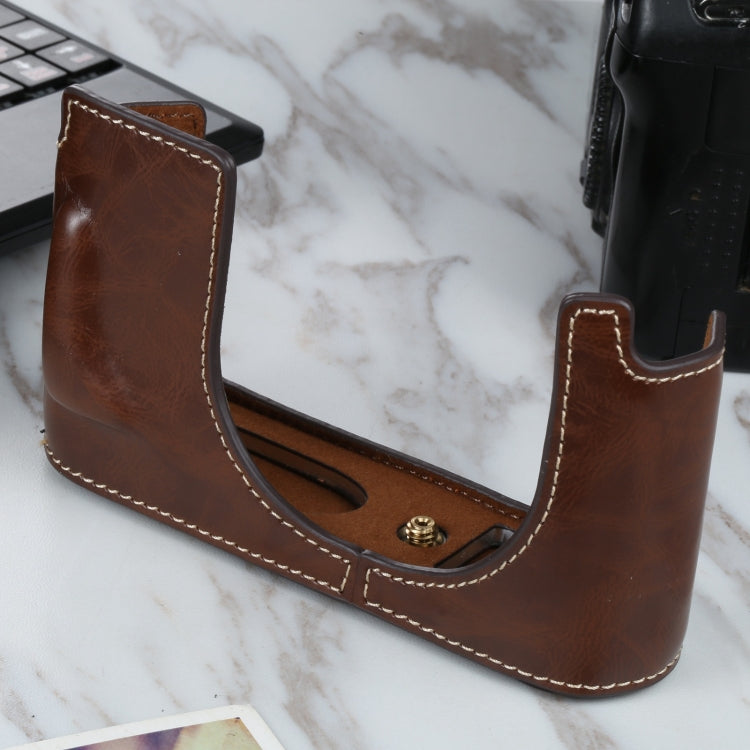 1/4 inch Thread PU Leather Camera Half Case Base for Leica Q2(Coffee) - Half Case by PMC TechLife | Online Shopping South Africa | PMC TechLife | Buy Now Pay Later Mobicred