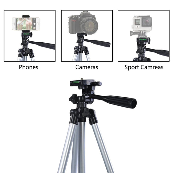 130cm 4-Section Folding Aluminum Alloy Tripod Mount with Three-Dimensional Head(Champagne Gold)